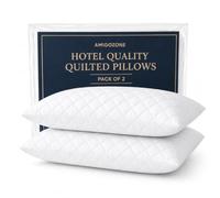 AmigoZone Quilted Pillows Pack of 2, Extra-Filled Hotel Quality Bed Pillows with Bounce-Back Hollowfibre, Firm Support for Side, Back & Stomach Sleepers, Hypoallergenic & Machine Washable - 2 Pack