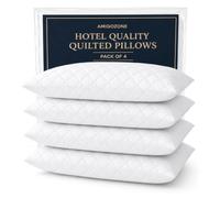 AmigoZone Quilted Pillows Pack of 4, Extra-Filled Hotel Quality Bed Pillows with Bounce-Back Hollowfibre, Firm Support for Side, Back & Stomach Sleepers, Hypoallergenic & Machine Washable - 4 Pack