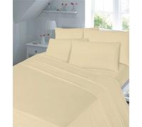 AmigoZone Thermal flannelette 100% brushed cotton flat sheets Or Pillow Pair plain luxury new (Single Flat Sheet, Latte)