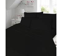 AmigoZone Thermal flannelette 100% brushed cotton flat sheets Or Pillow Pair plain luxury new (Single Flat Sheet, Black)