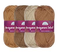 Amigurumi Select 100% Acrylic Craft Yarn Skeins Crochet and Knitting Projects - Acrylic Fingering Weight - Shades of Brown - 4 Skeins