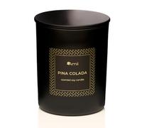 Amii Pina Colada Scented Soy Candle in Black Glass Jar, Home Bar Gift | Coconut candle gift for women and cocktail lovers with pineapple, white rum and coconut cream for birthdays and new homes