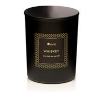 Amii Whiskey Scented Soy Candle in Black Glass Jar, Home Bar Gift for Him | Candle gift for men and whiskey lovers with bourbon, vanilla, cedar and oak notes for birthdays, Father's Day and Christmas