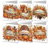 Amiiba 6pcs Diamond Art Painting Greeting Cards to Make Kits Happy Thanksgiving Squirrel Card, 5D DIY Crystal Art Card Sets with Envelopes, Postcards for Handmade 30*15cm/11.81*5.9 inches (Squirrel)