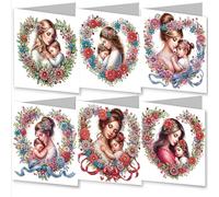 Amiiba 6pcs Diamond Art Painting Greeting Cards to Make Kits Motherhood Floral, 5D DIY Crystal Art Card Sets with Envelopes, Postcards for Handmade 30 * 15cm/11.81 * 5.9 inches (Motherhood Floral)