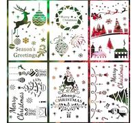 Amiiba 6Pcs Reusable Holiday Season Stencils for Painting, DIY Crafts & Decor -16×27cm/6.3×10.6inches (Holiday Season)