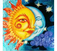 Amiiba Cross Stitch Kits Pre Printed, Sun Moon Face DIY 11CT Stamped 14.1x14.1 inch Embroidery Kit with Pattern (Sun)