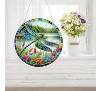 Amiiba Diamond Painting Hanging Kits Green Dragonfly, 5D Diamond Art Double Sided Hanging Plaques DIY Ornament Pendants Decorations (Green Dragonfly)