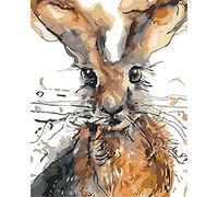 Amiiba DIY Paint by Numbers Kits, Abstract Animal Rabbit 16x20 inch Acrylic Painting by Number Wall Art Crafts (Rabbit, Without Frame)