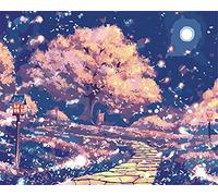 Amiiba DIY Paint by Numbers Kits, Cherry Blossom Full Moon Petals Flying 16x20 inch Acrylic Painting by Number Wall Art Crafts (Fairy Tale, without Frame)
