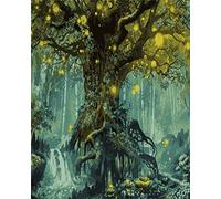 Amiiba DIY Paint by Numbers Kits, Fantasy Forest Psychedelic Magical Tree of Life 16x20 inch Acrylic Painting by Number Wall Art Crafts (Forest, Without Frame)