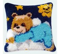 Amiiba Lazy Bear Pre-Printed Latch Hooking Pillow Kit,Suitable Stress Reducing Crafts for Adults and Beginners, DIY Embroidery Set Pillowcase for Home Sofa Decor Gift Idea 17x17 inch (Lazy Bear)