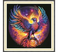 Amiiba Pre Printed Cross Stitch Kits for Adults, Fire Phoenix 11ct Stamped Embroidery Kits DIY Wall Art Decor for Beginners (Fire Phoenix)