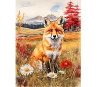 Amiiba Pre Printed Cross Stitch Kits for Adults, Fox Animals 11ct Stamped Embroidery Kits 15.7×19.7 inch DIY Wall Art Decor for Beginners Kids