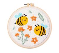 Amiiba Punch Needle Embroidery Starter Kit with The Hardworking Little Bee Pattern, DIY Full Range Punch Needle Set Easy Needlework for Beginners Adults (Little Bee)