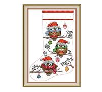 Amiiba Stamped Cross Stitch Kits, Christmas Stocking Owl DIY 11CT 17.3x24.8 inch (Owl)