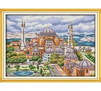 Amiiba Stamped Cross Stitch Kits, Istanbul City Landscape DIY 11CT 22.0x16.1 inch (Landscape)