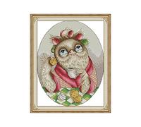 Amiiba Stamped Cross Stitch Kits, Owl Tea Biscuits DIY 11CT 11.4x14.9 inch (Owl)