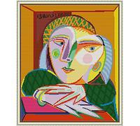 Amiiba Stamped Cross Stitch Kits, Pablo Picasso Woman at The Window DIY 11CT 20x23.6 inch (Picasso)