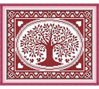 Amiiba Stamped Cross Stitch Kits, The Oval Tree of Happiness DIY 11CT 13.7x10.6 inch (Tree)