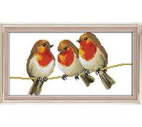Amiiba Stamped Cross Stitch Kits, Three Little Birds DIY 11CT 16.9x9.4 inch (Bird)
