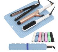 AMIJEAL Oversize Silicone Heat Resistant Mat for Hair Tools, Curling Iron Mat, Hot Tools Holder, Portable Flat Iron Hair Straightener Pad Cover for Travel Vanity Salon(14.2" x 11.0")