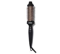 amika blowout babe thermal brush - hot brush for hair styling with 1.5 inch ceramic barrel + nylon bristles - heated hair styler + curler with ionic generator for frizz-free shine - up to 232 degrees