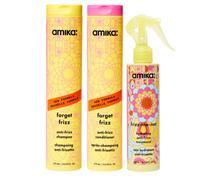 Amika Forget Frizz Shampoo 275ml, Forget Frizz Conditioner 275ml & Fri