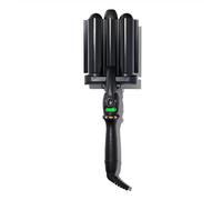 amika high tide jumbo deep hair waver - beach waver hair curler with 3 tourmaline ceramic 1.25” barrels - delivers beach waves without marks - digital adjustable temperature - heat-resistant handle