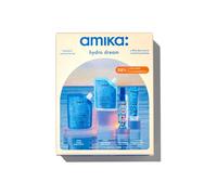 amika hydro dream hydration routine trial set - travel size hair care set with hydro rush intense moisture shampoo, conditioner, leave-in conditioner + overnight hair mask for dry strands (4 pieces)