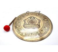 Amilav Collections 20" Buddha Carved Gong-Handmade gong-master healing Himalayan gong-Temple gong