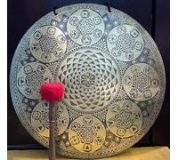 Amilav Collections 60 CM Deep Sound Vibration Gong-Tibetan Flower of Life Etching Gong-Yoga Gong