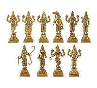 Amilav Collections Brass Dashavatara Dasavatharam of Lord Vishnu Statues Ten Incarnations Avatars Idol Murti (Gold Color 6 Inch.10 pcs,4.5 Kg), Religious
