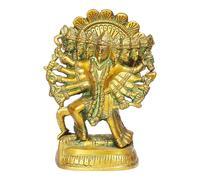 Amilav Collections Brass Kali Maa Murti | Goddess Maha Kali Ten Arms Ten Legs Mahakali Kalika Maa Statue Sculpture Idol Puja Murti Decor 4.5x6 Inches