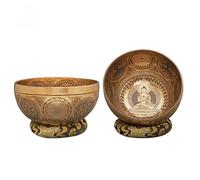 Amilav Collections Buddha Etched Handmade Singing Bowls, Handmade Singing Bowl with Fine Etching Carving, Tibetan Singing Bowl with Cushion & Mallet, Spiritual Healing and Meditation