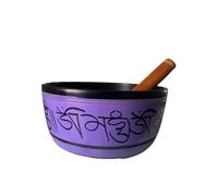 Amilav Collections Hand Painted Metal Tibetan Singing Bowl Set - Large 7" Musical Instrument with Wooden Stick Mallet - For Meditation Yoga and Healing - Om Mani Padme Hum Peace