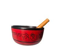 Amilav Collections Hand Painted Metal Tibetan Singing Bowl Set - Large 7" Musical Instrument with Wooden Stick Mallet - For Meditation Yoga and Healing - Om Mani Padme Hum Peace