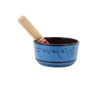 Amilav Collections Hand Painted Metal Tibetan Singing Bowl Set - Large 8" Musical Instrument with Wooden Stick Mallet - For Meditation Yoga and Healing - Om Mani Padme Hum Peace