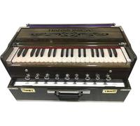 Amilav Collections Indian Music Instrument 9 Stoppers Portable Harmonium with Chudidaar Bellow 42 Button 2 Reed Bass Male Reverse Backward Coupler Made Wood