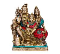 Amilav Collections Shiva Family Statue Shiva Parvati Ganesh Sculpture Brass Lord God Deity Figurine