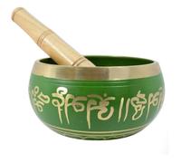 Amilav Collections Tibetan Singing Bowls for Meditation, Meditation Singing Bowl, Buddhist Singing Bowl Meditation (3.5 Inch, Green)