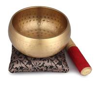 Amilav Collections Tibetan Singing Bowls for Meditation, Meditation Singing Bowl, Buddhist Singing Bowl - Handcrafted Mindfulness Meditation Holistic Sound 7 Chakra Healing (5 Inch, Gold)