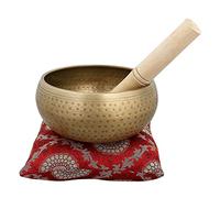 Amilav Collections Tibetan Singing Bowls for Meditation, Meditation Singing Bowl, Buddhist Singing Bowl - Handcrafted Mindfulness Meditation Holistic Sound 7 Chakra Healing (5.5 Inch, Gold)