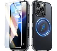 AMILIFECASES Magnetic for iPhone 16 Pro Case, [1X 9H Screen Protector] [Anti-Fingerprint] [Anti-Scratch], Translucent Matte Back Slim Shockproof Case for iPhone 16 Pro 6.3inches - Black