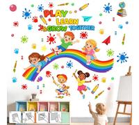 Amimagen Rainbow Wall Stickers for Classroom: 4-Step Peel and Stick Easy to Apply - 100% Kids Safe Certified - Removable 95%+ Residuee-Free Removal - Vinyl Girls Bedroom Wall Decals 1-12 Years