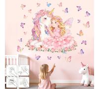 Amimagen Unicorn Wall Stickers for Bedroom: 4-Step Peel and Stick Easy to Apply - 100% Kids Safe Certified - Removable 95%+ Residuee-Free Removal - Vinyl Girls Room Wall Decals 1-12 Years