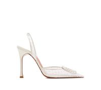 Amina Muaddi Camelia Sling 90 polka-dot crystal-embellished pumps - White 39.5-41-42
