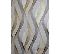 AMINAH DECO [Sample Link 3D Wave Stripe Wallpaper Beige Embossed Vinly Non-Pasted Waterproof Wall Covering