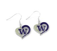 Aminco NCAA Washington Huskies Swirl Heart Earrings