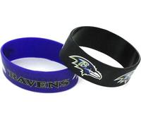 aminco NFL Baltimore Ravens Silicone Rubber Bracelet, 2-pack, black